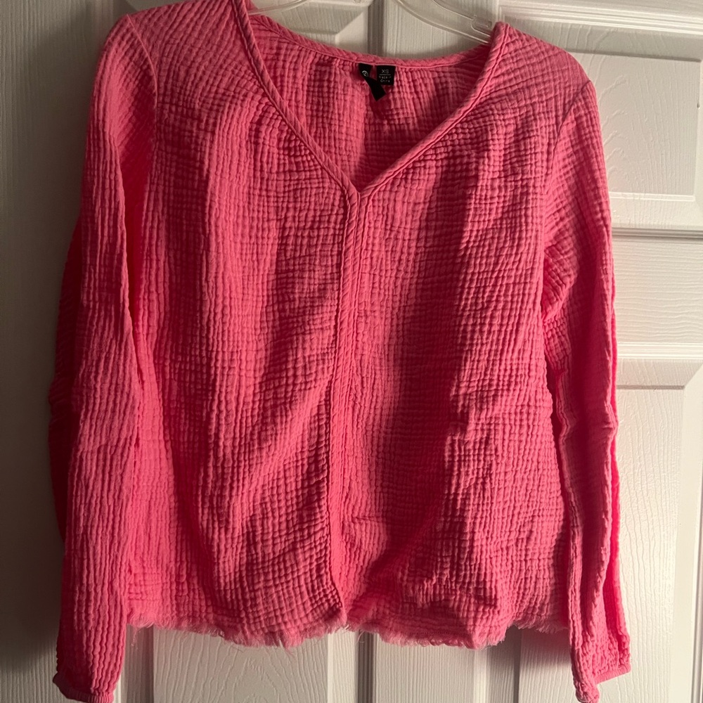 Versona Bright Pink Textured Blouse